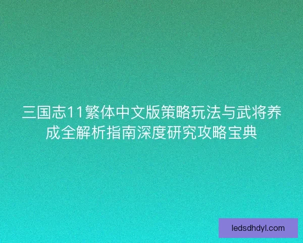 三国志11繁体中文版策略玩法与武将养成全解析指南深度研究攻略宝典